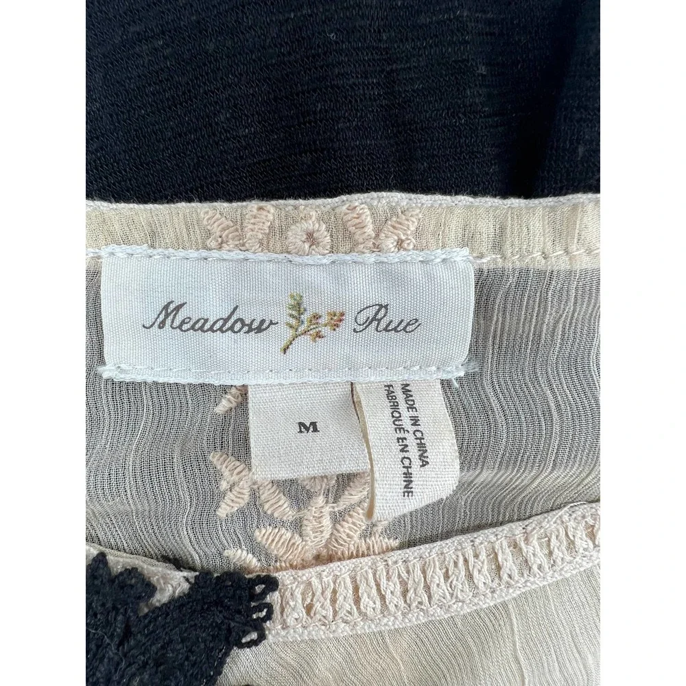 Anthropologie Meadow Rue Nimah Darcy black lace blouse top shirt sz M